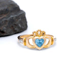 Yellow or White Gold Claddagh Birthstone Ring