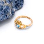 Yellow or White Gold Claddagh Birthstone Ring