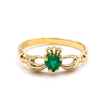 Irish Claddagh Ring With Heartshaped Precious Gemstone