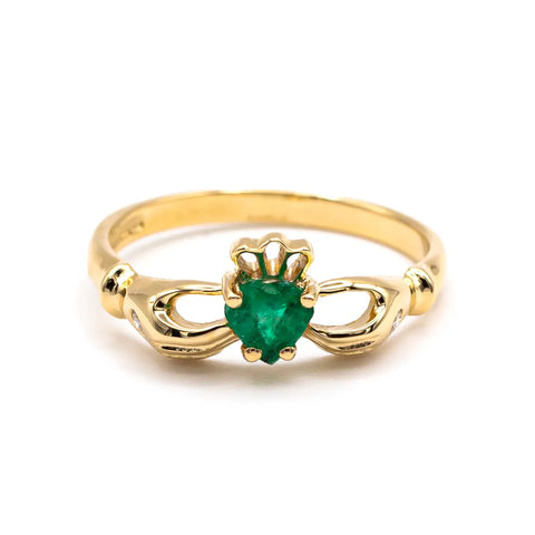 Irish Claddagh Ring With Heartshaped Precious Gemstone