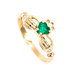 Irish Claddagh Ring With Heartshaped Precious Gemstone