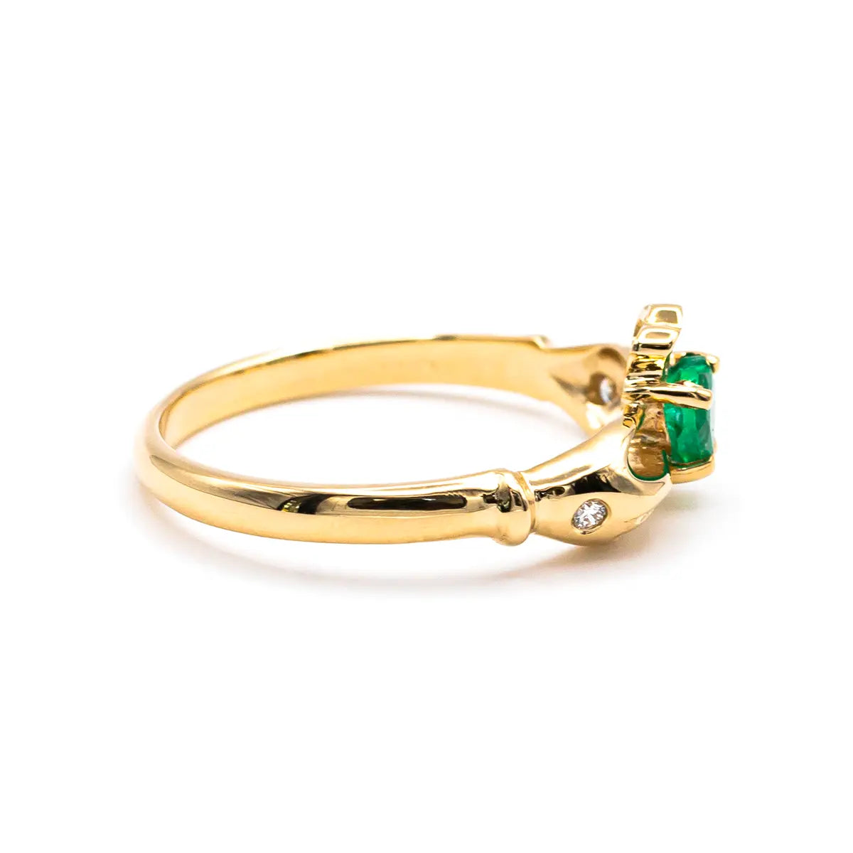 Irish Claddagh Ring With Heartshaped Precious Gemstone – view 8