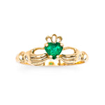 Irish Claddagh Ring With Heartshaped Precious Gemstone