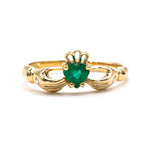 Irish Claddagh Ring With Heartshaped Precious Gemstone