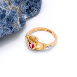 Yellow or White Gold Claddagh Birthstone Ring