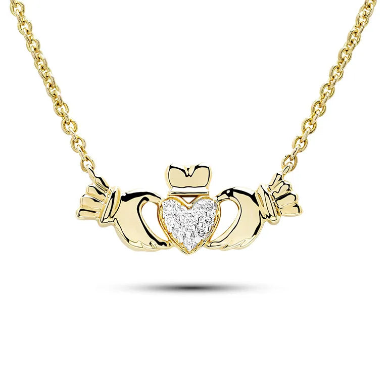 Gold Lab Diamond Claddagh Necklace
