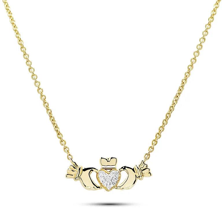 Gold Lab Diamond Claddagh Necklace – view 3