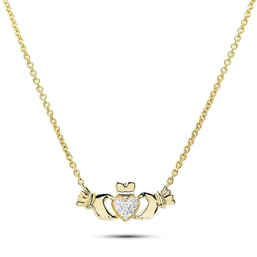 Gold Lab Diamond Claddagh Necklace