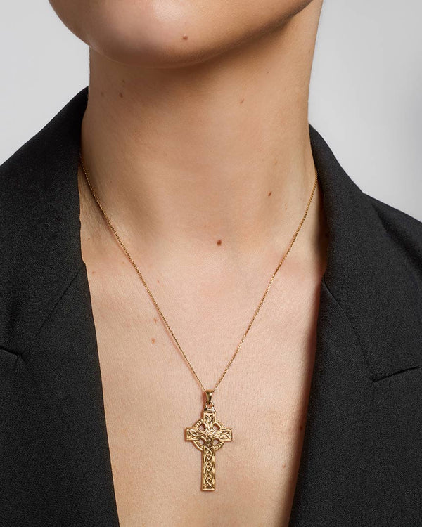 Gold Large Celtic Cross Pendant