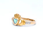 Yellow or White Gold Claddagh Birthstone Ring