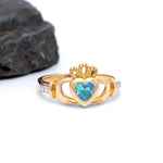 Yellow or White Gold Claddagh Birthstone Ring