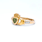 Yellow or White Gold Claddagh Birthstone Ring