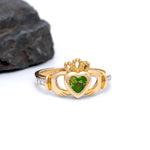 Yellow or White Gold Claddagh Birthstone Ring