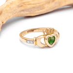 Yellow or White Gold Claddagh Birthstone Ring