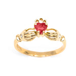 Irish Claddagh Ring With Heartshaped Precious Gemstone