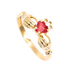 Irish Claddagh Ring With Heartshaped Precious Gemstone