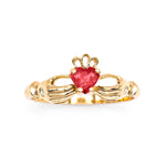 Irish Claddagh Ring With Heartshaped Precious Gemstone