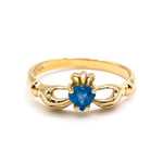 Irish Claddagh Ring With Heartshaped Precious Gemstone