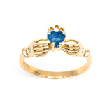 Irish Claddagh Ring With Heartshaped Precious Gemstone