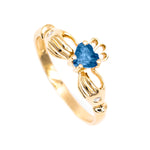 Irish Claddagh Ring With Heartshaped Precious Gemstone