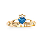 Irish Claddagh Ring With Heartshaped Precious Gemstone