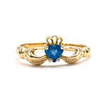 Irish Claddagh Ring With Heartshaped Precious Gemstone