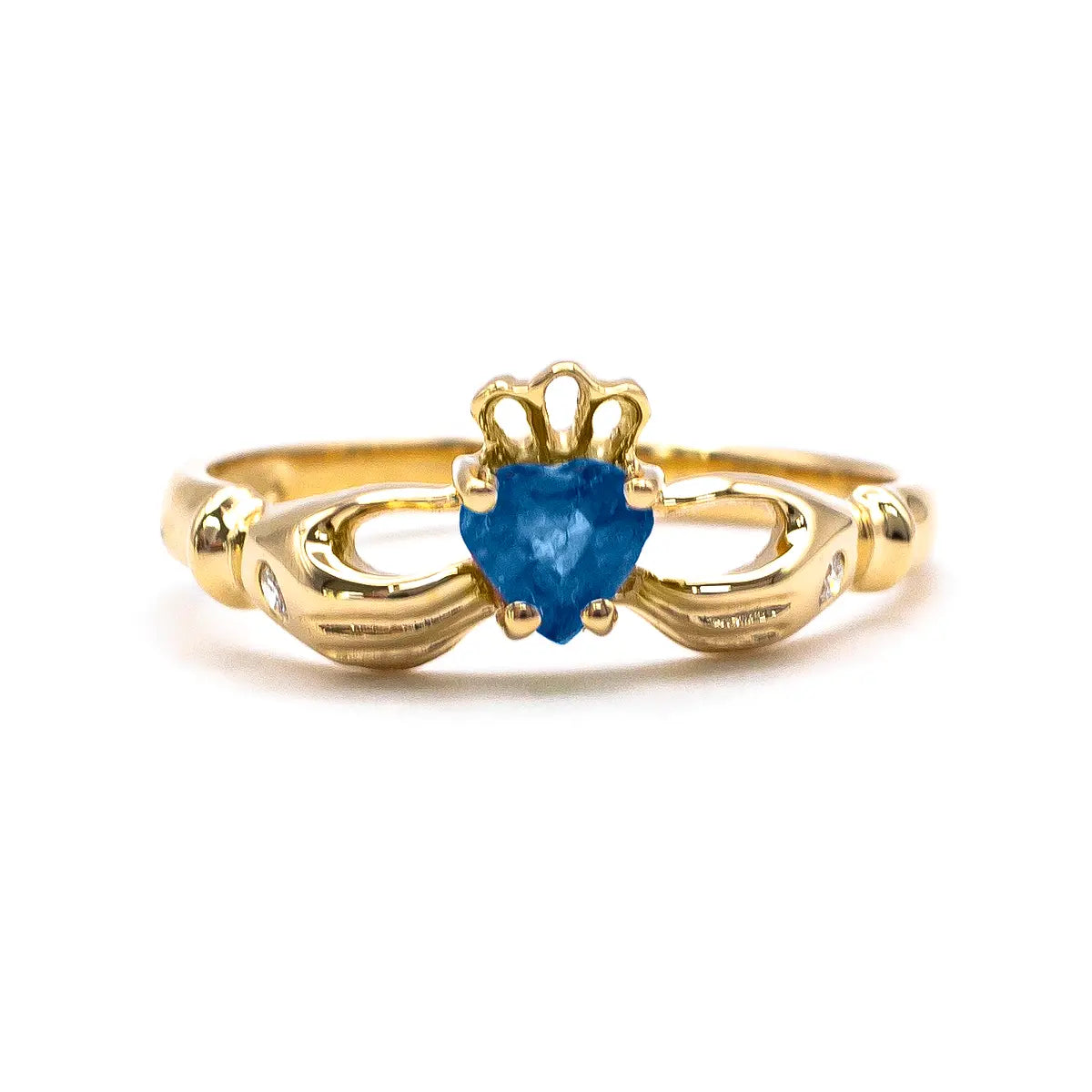 Irish Claddagh Ring With Heartshaped Precious Gemstone – view 5
