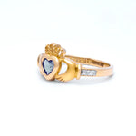Yellow or White Gold Claddagh Birthstone Ring