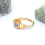 Yellow or White Gold Claddagh Birthstone Ring