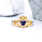 Yellow or White Gold Claddagh Birthstone Ring