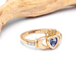 Yellow or White Gold Claddagh Birthstone Ring
