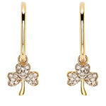 Gold Shamrock Earrings With Lab-Diamonds