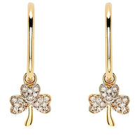 Gold Shamrock Earrings With Lab-Diamonds