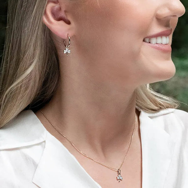 Gold Shamrock Earrings With Lab-Diamonds