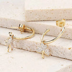 Gold Shamrock Earrings With Lab-Diamonds