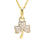 Gold Shamrock Necklace With Lab-Diamonds