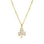 Gold Shamrock Necklace With Lab-Diamonds