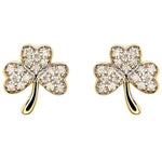 Gold Shamrock Stud Earrings With Lab-Diamonds