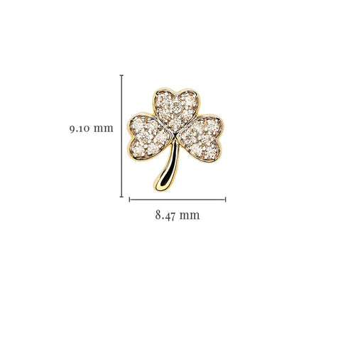 Gold Shamrock Stud Earrings With Lab-Diamonds