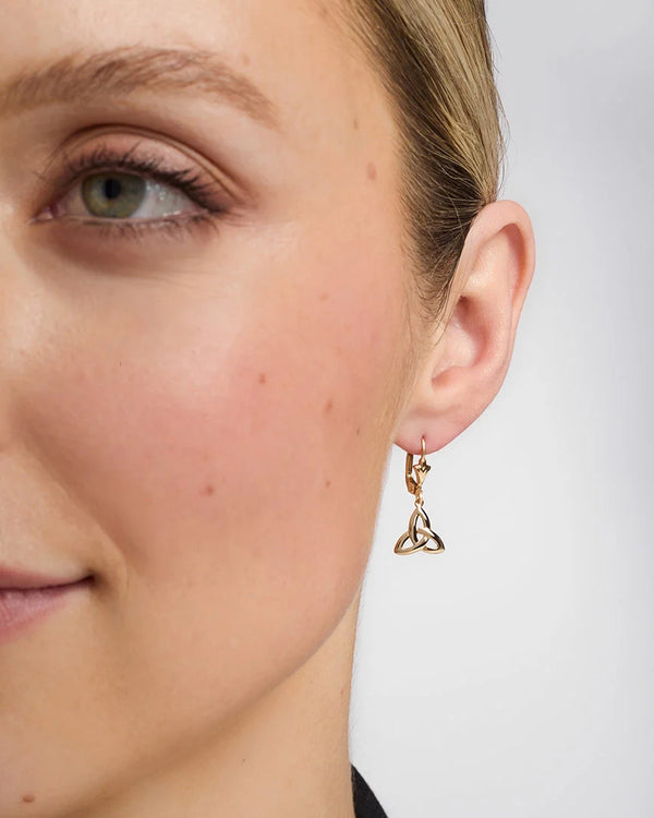 Gold Trinity Knot Drop Earrings