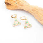 Gold Trinity Knot Drop Earrings With Emeralds