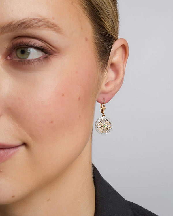 Gold Trinity Knot Emerald Earrings