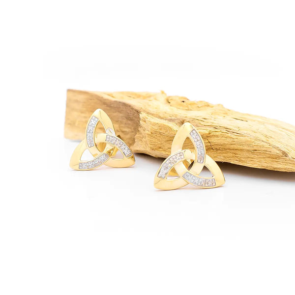 Diamond Celtic Trinity Knot Stud Earrings