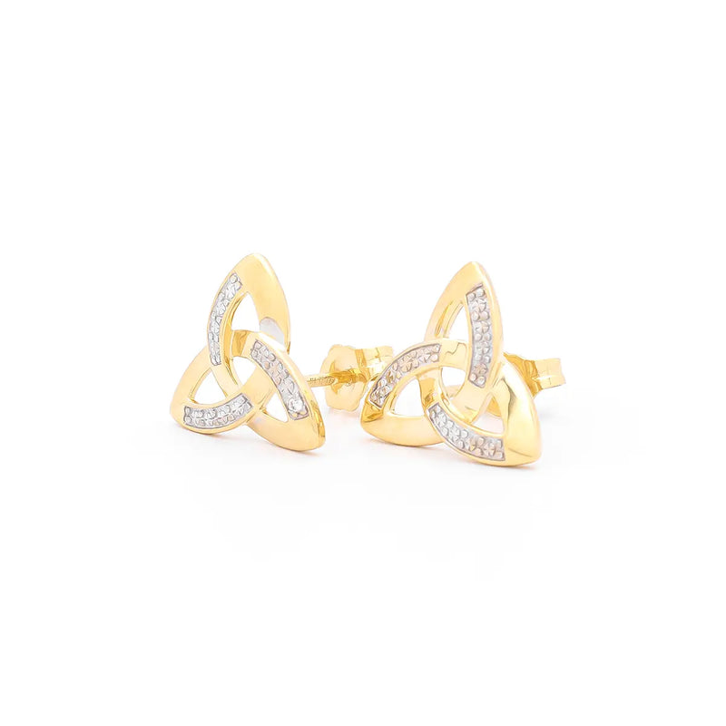 Diamond Celtic Trinity Knot Stud Earrings