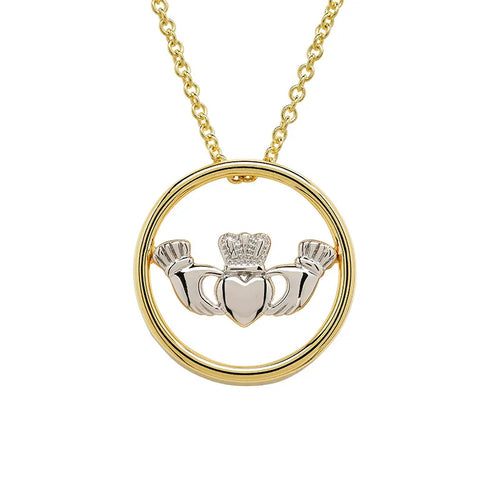 Gold Vermeil and Silver Claddagh Necklace