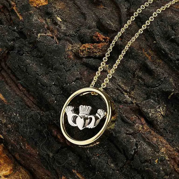 Gold Vermeil and Silver Claddagh Necklace