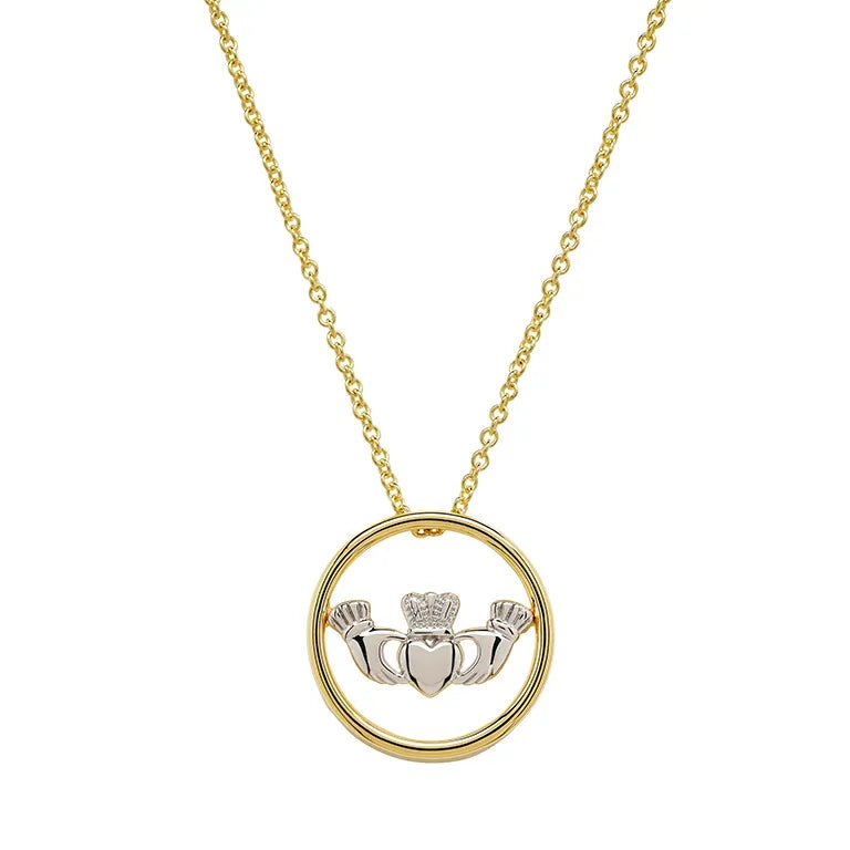 Gold Vermeil and Silver Claddagh Necklace – view 3