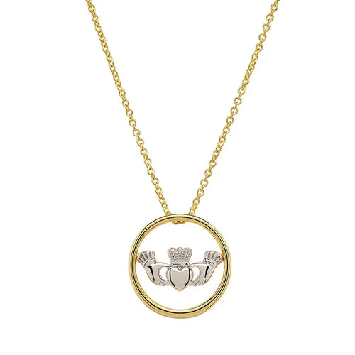 Gold Vermeil and Silver Claddagh Necklace