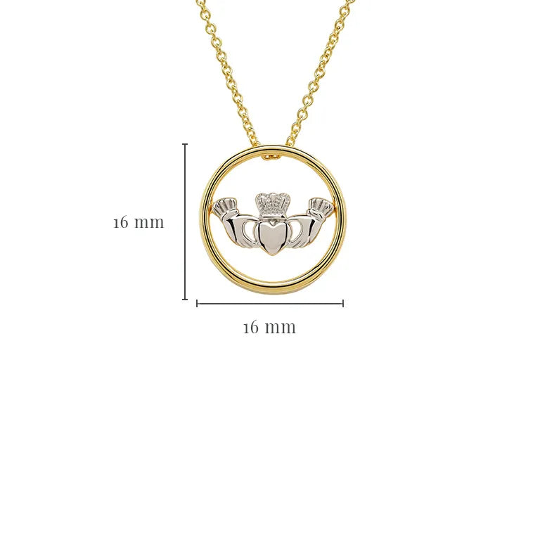 Gold Vermeil and Silver Claddagh Necklace – view 2