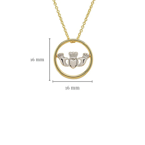 Gold Vermeil and Silver Claddagh Necklace